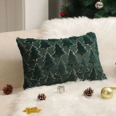 Plush Christmas Tree Cushion Cover