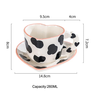 Heart Shape Coffee cup with Saucer