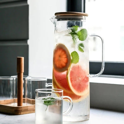 Glass Water Jug With Bamboo Lid