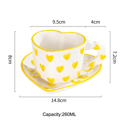 Heart Shape Coffee cup with Saucer