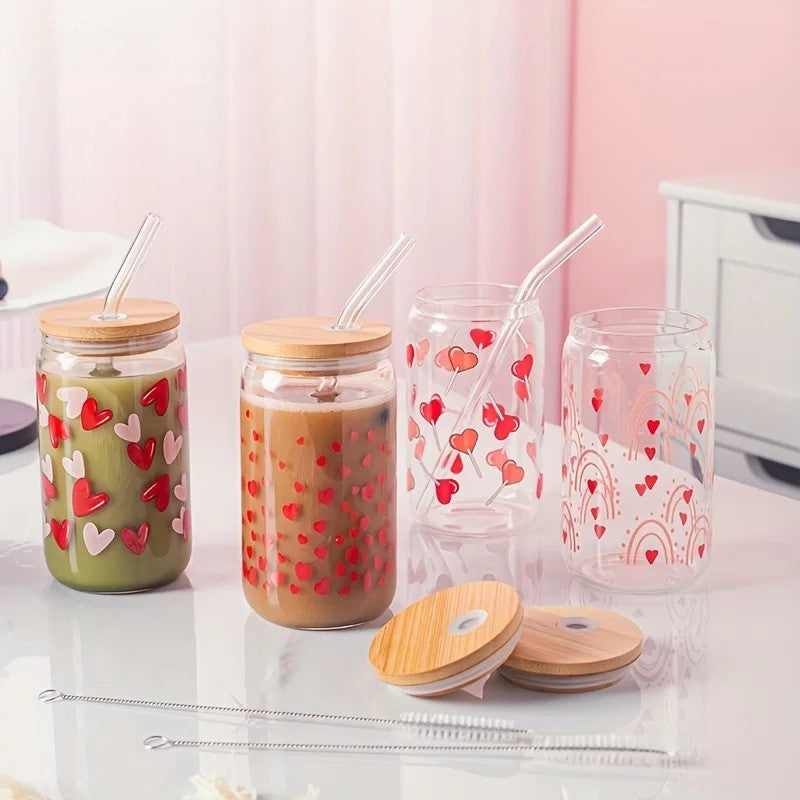 Heart Printed Glass Tumbler