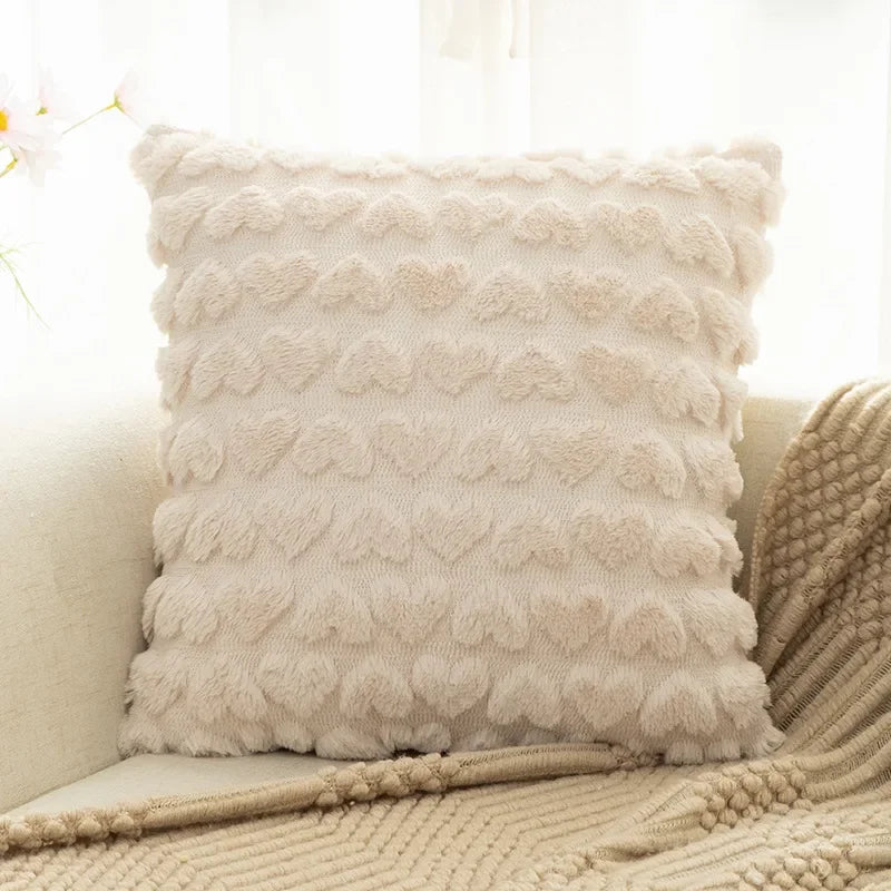 Plush Love Heart Pillow Cover