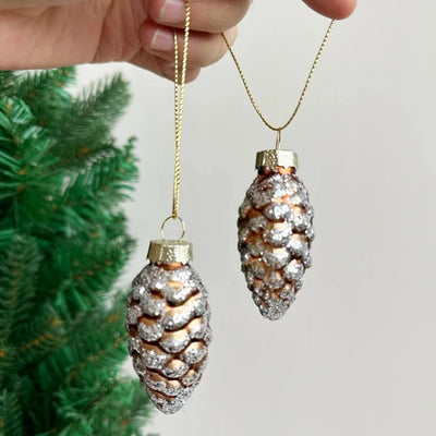 Glass Pine Cones and Acorns Tree Ornaments