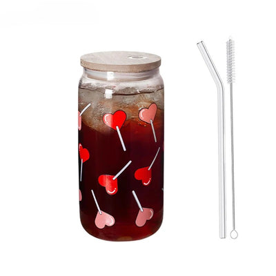 Heart Printed Glass Tumbler