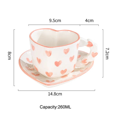 Heart Shape Coffee cup with Saucer