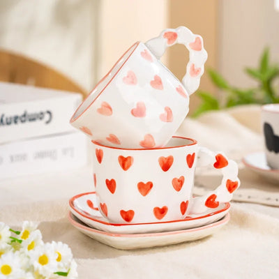 Heart Shape Coffee cup with Saucer