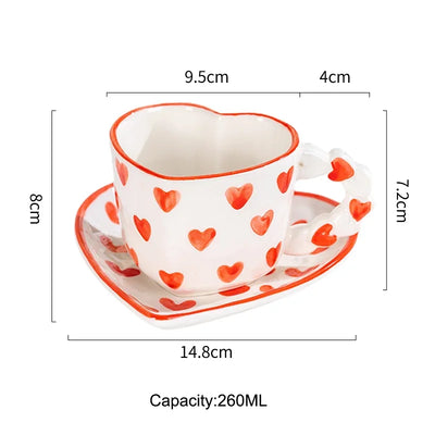 Heart Shape Coffee cup with Saucer