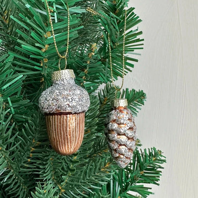 Glass Pine Cones and Acorns Tree Ornaments